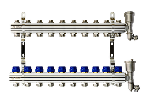 Коллекторная группа FHF-10R set 10 контуров 1'x3/4' c воздухоотводчиками и кронштейнами (Ridan) 088U0710R
