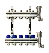 Коллекторная группа FHF-5R set 5 контуров 1'x3/4' c воздухоотводчиками и кронштейнами (Ридан) 088U0705R