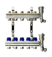 Коллекторная группа FHF-5R set 5 контуров 1'x3/4' c воздухоотводчиками и кронштейнами (Ridan) 088U0705R