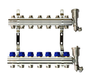 Коллекторная группа FHF-7R set 7 контуров 1'x3/4' c воздухоотводчиками и кронштейнами (Ридан) 088U0707R