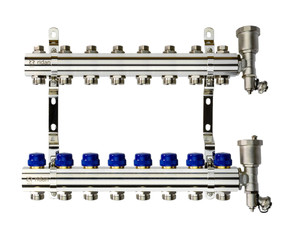 Коллекторная группа FHF-8R set 8 контуров 1'x3/4' c воздухоотводчиками и кронштейнами (Ридан) 088U0708R