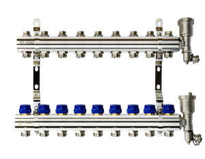 Коллекторная группа FHF-9R set 9 контуров 1'x3/4' c воздухоотводчиками и кронштейнами (Ridan) 088U0709R