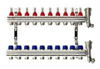 Коллекторная группа FHF-10RF set 10 контуров 1'x3/4' с расходомерами, воздухоотводчиками и кронштейнами (Ридан) 088U0730R