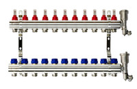 Коллекторная группа FHF-11RF set 11 контуров 1'x3/4' с расходомерами, воздухоотводчиками и кронштейнами (Ридан) 088U0731R