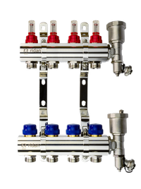 Коллекторная группа FHF-4RF set 4 контура 1'x3/4' с расходомерами, воздухоотводчиками и кронштейнами (Ridan) 088U0724R