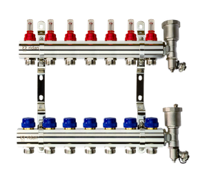 Коллекторная группа FHF-7RF set 7 контуров 1'x3/4' с расходомерами, воздухоотводчиками и кронштейнами (Ridan) 088U0727R