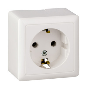 ХИТ Розетка с заземлением наружная 250В 16А белая (Systeme Electric) RA16-133-B