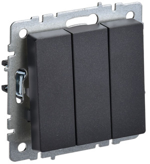 BRITE Выключатель трехклавишный 10А ВС10-3-0-БрЧ черный (IEK) BR-V30-0-10-K02