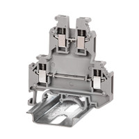 Клемма двухуровневая, винтовой зажим, 4 точки подключения, 2.5 кв.мм, серая (DKC) KRUK-3