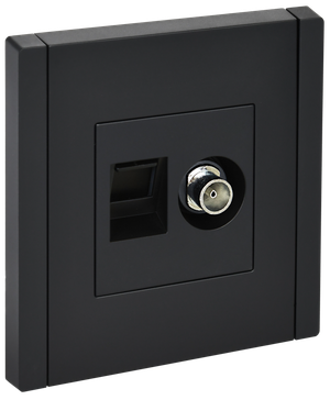 FORTE&PIANO Розетка двойная TV+RJ45 кат.5E FP136 черный IEK (IEK) FP-AK20-1-K02