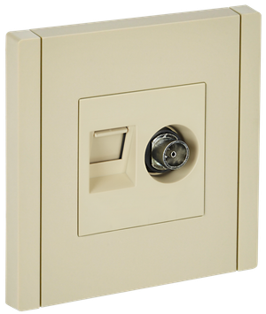FORTE&PIANO Розетка двойная TV+RJ45 кат.5E FP436 ваниль IEK (IEK) FP-AK20-1-K10