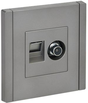 FORTE&PIANO Розетка двойная TV+RJ45 кат.5E FP536 сталь IEK (IEK) FP-AK20-1-K46