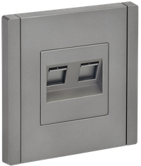 FORTE&PIANO Розетка компьютерная двойная RJ45 кат.5E FP533 сталь IEK (IEK) FP-K20-1-K46