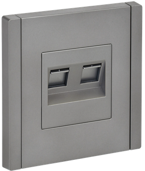 FORTE&PIANO Розетка компьютерная двойная RJ45 кат.5E FP533 сталь IEK (IEK) FP-K20-1-K46