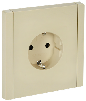 FORTE&PIANO Розетка 1-местная с заземлением с защитными шторками безвинтовое крепление 16А FP413 ваниль IEK (IEK) FP-R14-16-1-K10