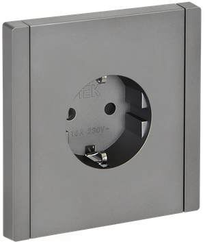 FORTE&PIANO Розетка 1-местная с заземлением с защитными шторками безвинтовое крепление 16А FP513 сталь IEK (IEK) FP-R14-16-1-K46