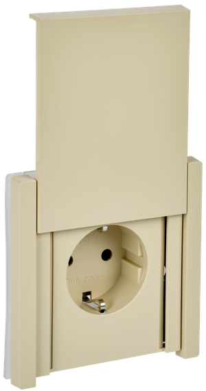 FORTE&PIANO Розетка 1-местная с заземлением с защитными шторками и крышкой безвинтовое крепление 16А IP44 FP419 ваниль IEK (IEK) FP-R16-16-1-44-K10