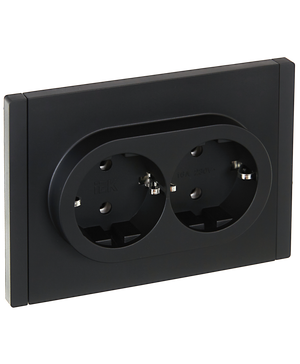 FORTE&PIANO Розетка 2-местная с заземлением без защитных шторок безвинтовое крепление 16А FP124 черный IEK (IEK) FP-R21-16-1-K02