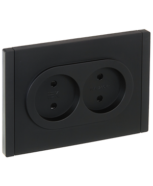 FORTE&PIANO Розетка 2-местная без заземления с защитными шторками безвинтовое крепление 10А FP125 черный IEK (IEK) FP-R23-10-1-K02