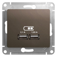 GLOSSA Розетка USB 5В/2100мА мех. шоколад (Systeme Electric) GSL000833