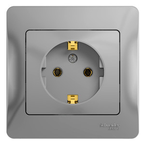 GLOSSA Розетка с заземлением в сборе алюминий (Systeme Electric) GSL000342