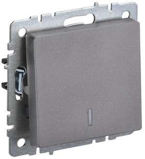 BRITE Выключатель одноклавишный с индикацией 10А ВС10-1-1-БрС сталь (IEK) BR-V10-1-10-K46