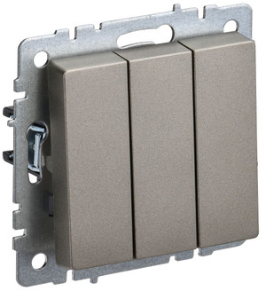 BRITE Выключатель трехклавишный 10А ВС10-3-0-БрШ шампань (IEK) BR-V30-0-10-K37