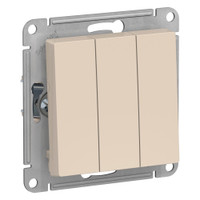 Выключатель трехклавишный ATLASDESIGN схема 1+1+1 10АХ механизм бежевый (Systeme Electric) ATN000231