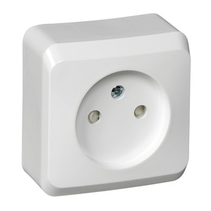 ЭТЮД Розетка наружная без заземления со шторками белая (Systeme Electric) PA16-002B