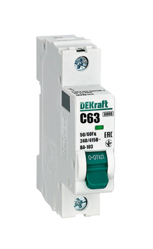 Выключатель автоматический ВА-103 1Р 63А C 6кА новый (Dekraft) 12279DEK