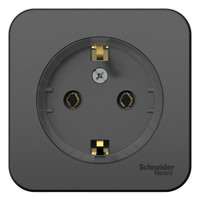 Розетка BLANCA наружная, с заземлением, без шторок, (тонкая), с изолирующей пластиной 16А, 250В, антрацит (Systeme Electric) BLNRA110116
