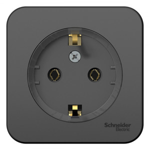 Розетка BLANCA наружная, с заземлением, без шторок, (тонкая), с изолирующей пластиной 16А, 250В, антрацит (Systeme Electric) BLNRA110116