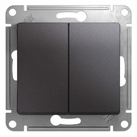 GLOSSA Выключатель двухклавишный схема 5 графит (Systeme Electric) GSL001351