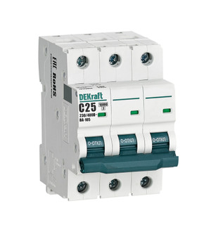 Выключатель автоматический 3P кривая C 25A 10кА ВА-105 (Dekraft) 13179DEK