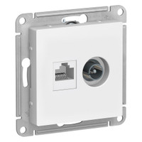 Розетка ATLASDESIGN двойная ТВ + компьютерная RJ45 категория  5Е белый (Systeme Electric) ATN000189