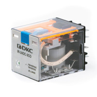 Реле миниатюрное силовое, 3CO, ком. ток 16А, AgSnO2, напряжение 24V DC, опция: тест-кнопка+светодиод+защитный диод (DKC) IR-24DC-3CO-D