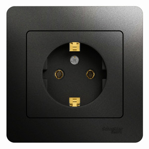 GLOSSA Розетка с заземлением антрацит в сборе (Systeme Electric) GSL000742