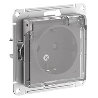 ATLASDESIGN AQUA РОЗЕТКА с заз. со шт. с прозрач. крышк, 16А,IP44, мех,АЛЮМИНИЙ (Systeme Electric) ATN440346