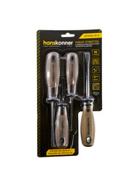 Набор отверток с комбинированной ручкой из стали S2 (1 комплект - 4 шт.) (Hanskonner) HK1040-19-4