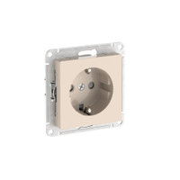 ATLASDESIGN РОЗЕТКА с заземлением со шторками, 16А, быстрозажимные клеммы, БЕЖЕВЫЙ (Systeme Electric) ATN000245S