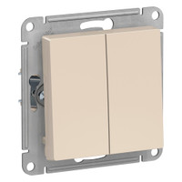 Выключатель двухклавишный ATLASDESIGN схема 5 10АХ механизм бежевый (Systeme Electric) ATN000251