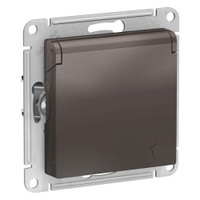 Розетка ATLASDESIGN с заземлением со шторками с крышкой 16А IP20 механизм мокко (Systeme Electric) ATN000646
