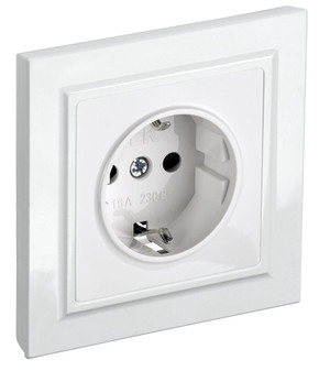 BRITE Розетка с заземлением с защитными шторками 16А в сборе РСР14-1-0-БрБ белый (IEK) BR-R14-16-K01-F