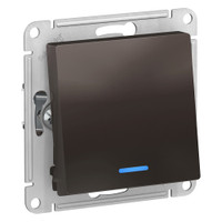 Переключатель одноклавишный ATLASDESIGN с подсветкой схема 6а 10АХ механизам мокко (Systeme Electric) ATN000663