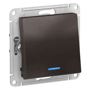 Переключатель одноклавишный ATLASDESIGN с подсветкой схема 6а 10АХ механизам мокко (Systeme Electric) ATN000663