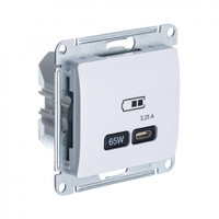 GLOSSA USB РОЗЕТКА тип-С 65W высокоскор.заряд. QC, PD, механизм, БЕЛЫЙ (Systeme Electric) GSL000127