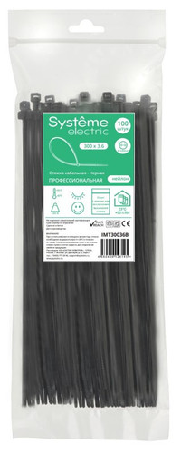 Стяжка кабельная MultiSet 300х3.6 Чёрная (100шт) (Systeme Electric) IMT30036B