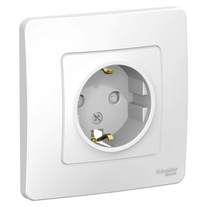 BLANCA скрытой установки розетка с заземлением со шторками, 16А, 250В, белый (Systeme Electric) BLNRS001111