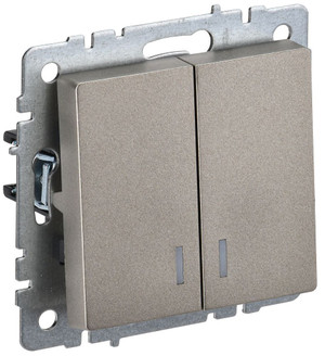 BRITE Выключатель двухклавишный с индикацией 10А ВС10-2-1-БрШ шампань (IEK) BR-V20-1-10-K37