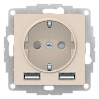 РОЗЕТКА ATLASDESIGN 16А c 2 USB A+A, 5В/2,4А, 2х5В/1,2А, механизм, БЕЖЕВЫЙ (Systeme Electric) ATN000230